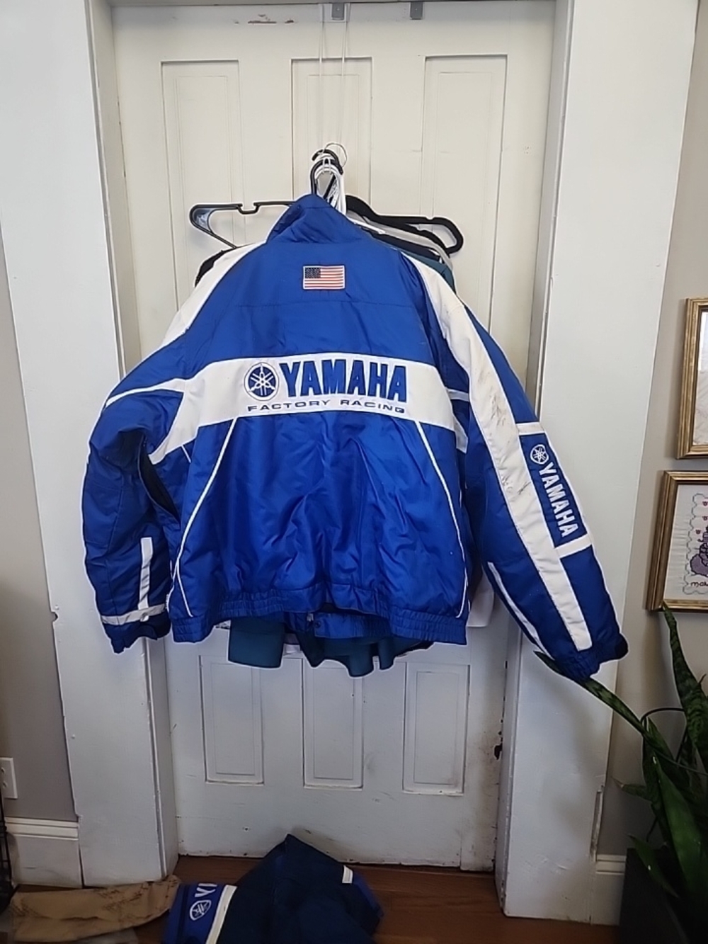 Yamaha Blue and White Men's Snowmobile Suit.
